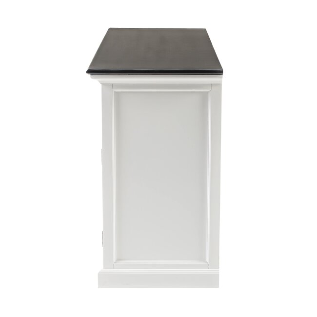 Sideboard Provence – Weiß und Schwarz mit 4 Rattankörben