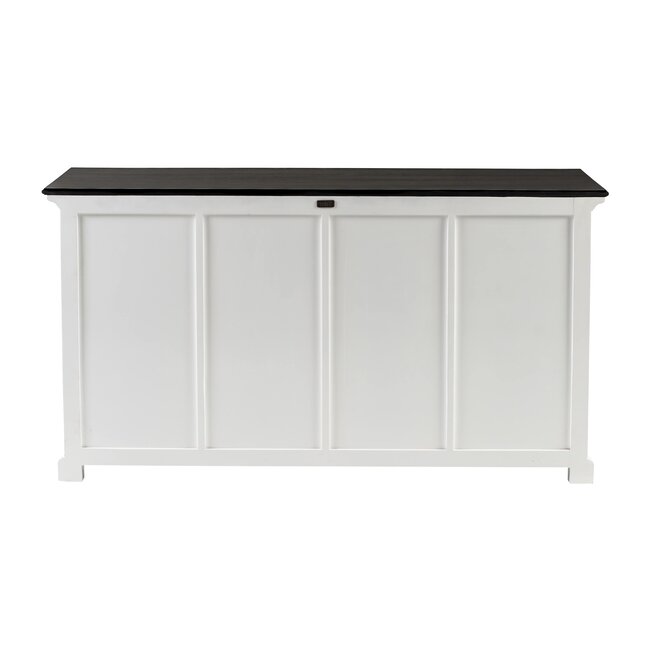 Sideboard Provence – Weiß und Schwarz mit 4 Rattankörben