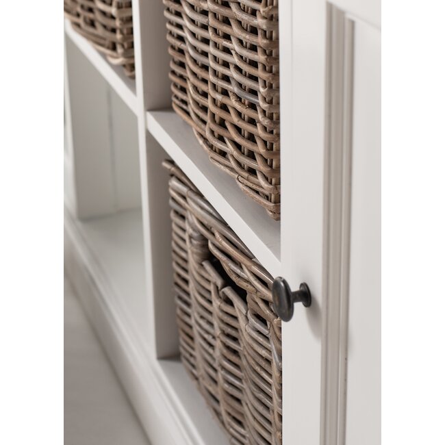 Sideboard Provence – Weiß und Schwarz mit 4 Rattankörben