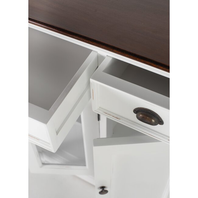 Buffetschrank mit 4 Türen, 3 Schubladen & Glaseinsatz