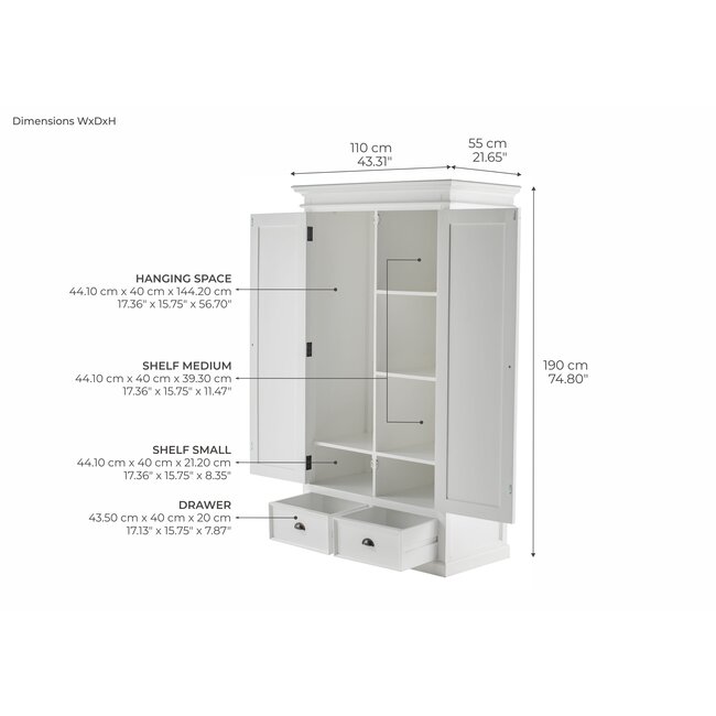 Halifax Kleiderschrank – Zweitüriger Landhaus-Klassiker