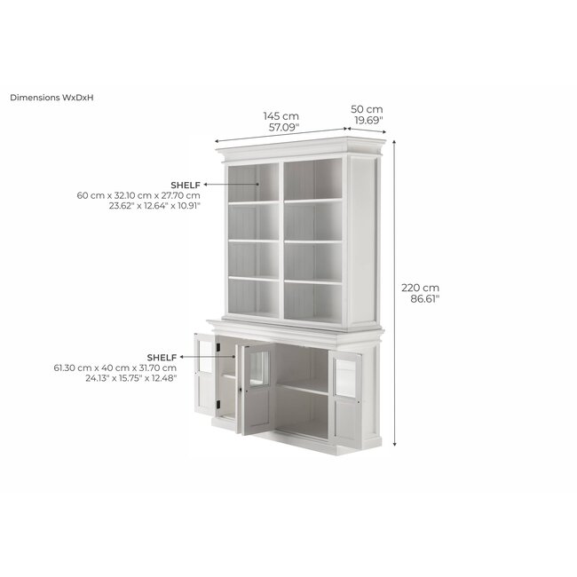Bücherschrank mit 4 Glastüren