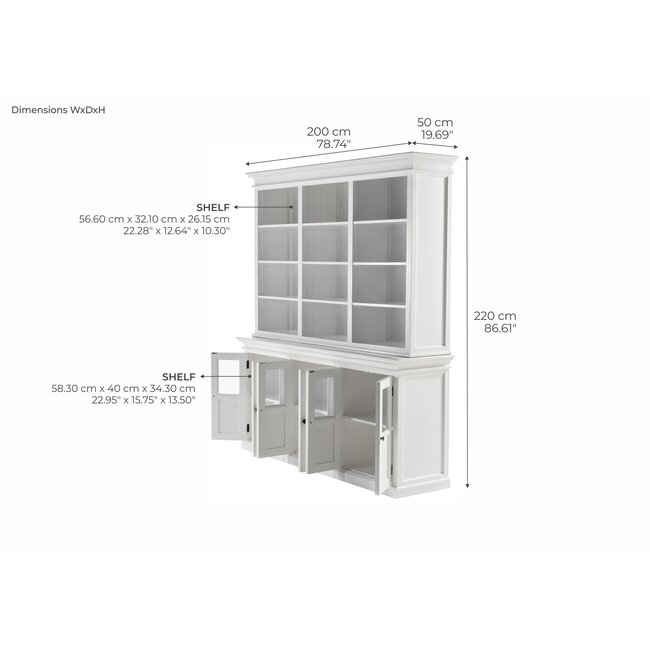 Bücherschrank mit 6 Glastüren