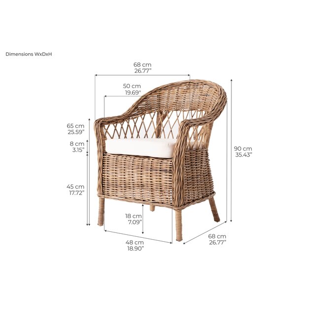 Monarch-Stuhl – Handgewebte Eleganz aus Natur-Rattan