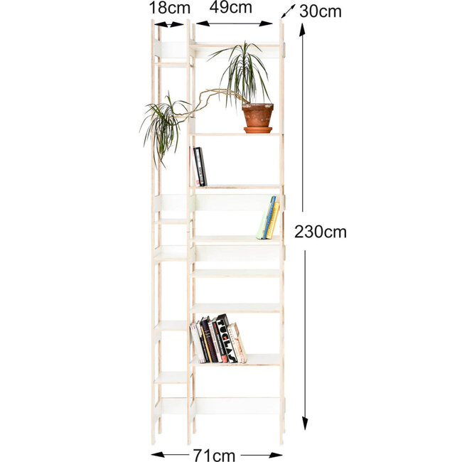 Regal LIXI Klein weiß, eiche, hellgrau, schwarz
