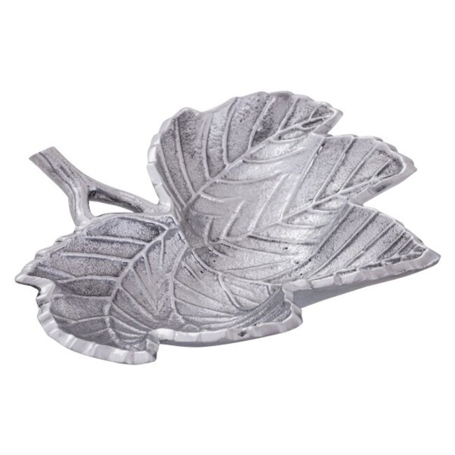 Deko Blattschale Aluminium Silber