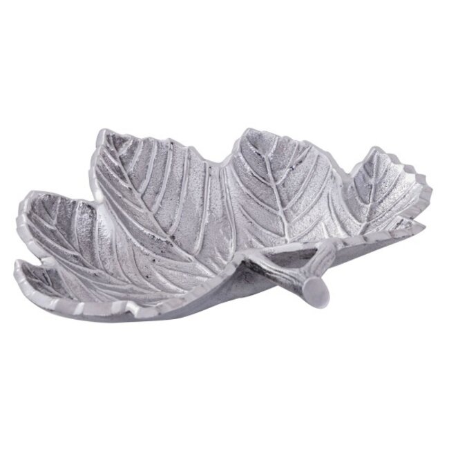 Deko Blattschale Aluminium Silber