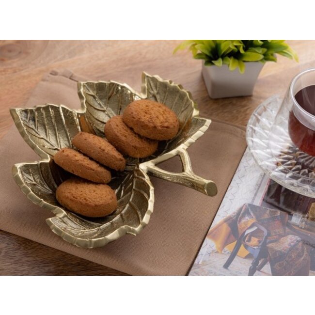 Deko Blattschale Aluminium Gold