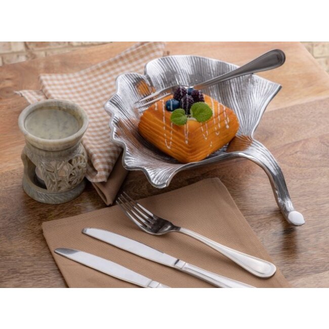 Deko Schale Ginkgo Aluminium Silber