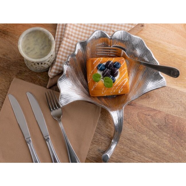 Deko Schale Ginkgo Aluminium Silber