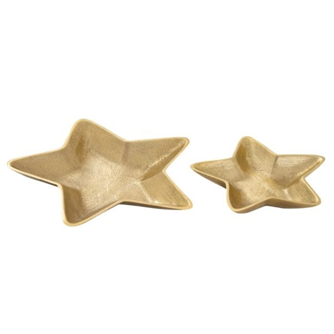 2er-Set Dekoschalen Starlight – Sternform aus Aluminium in Gold