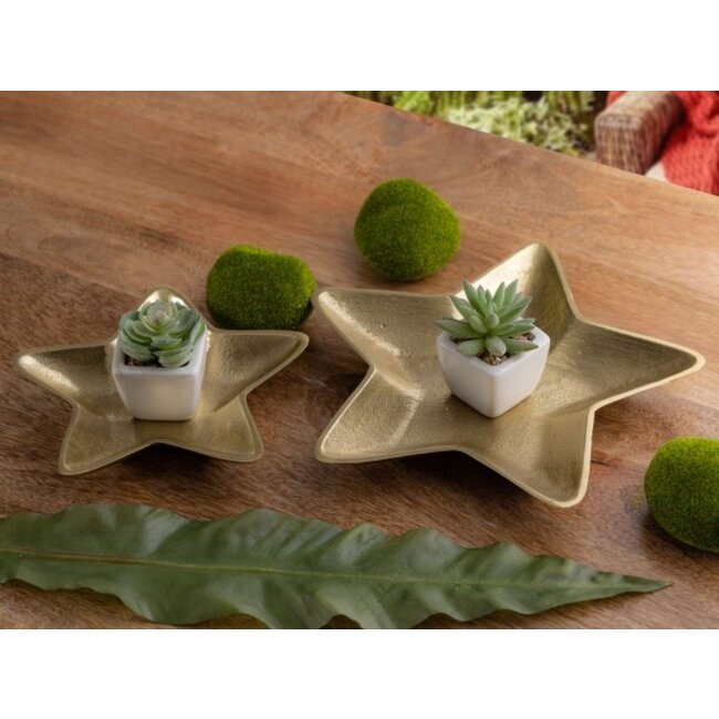2er-Set Dekoschalen Starlight – Sternform aus Aluminium in Gold