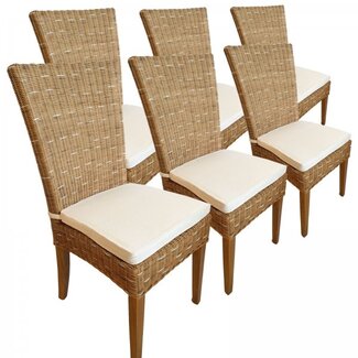 Voglrieder 6 Stück Set Esszimmer Rattan Natur