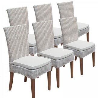 Voglrieder 6 Stück Set Esszimmer Rattan Stühle weiß