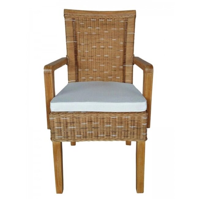 Esszimmerstuhl Rattan mit Armlehnen natur
