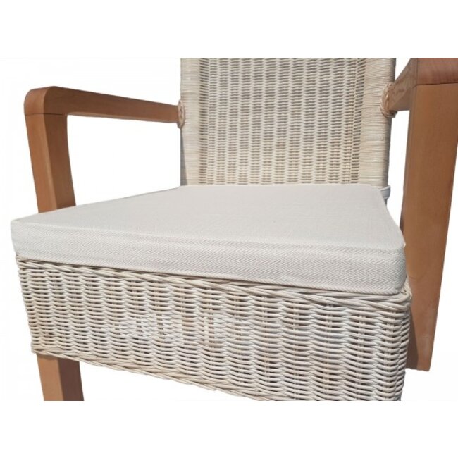 Esszimmerstuhl Rattan mit Armlehnen weiß