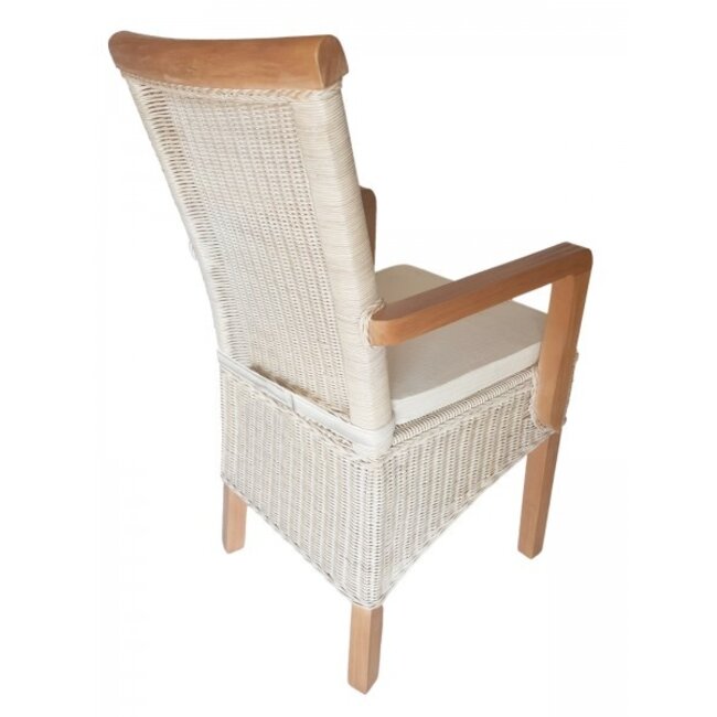 2 Stück Esszimmerstuhl Rattan mit Armlehnen weiß