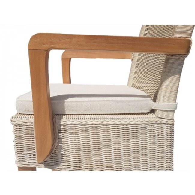 4 Stück Esszimmerstuhl Rattan mit Armlehnen weiß