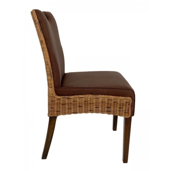 6 Stück Esszimmerstuhl Rattan Polster braun