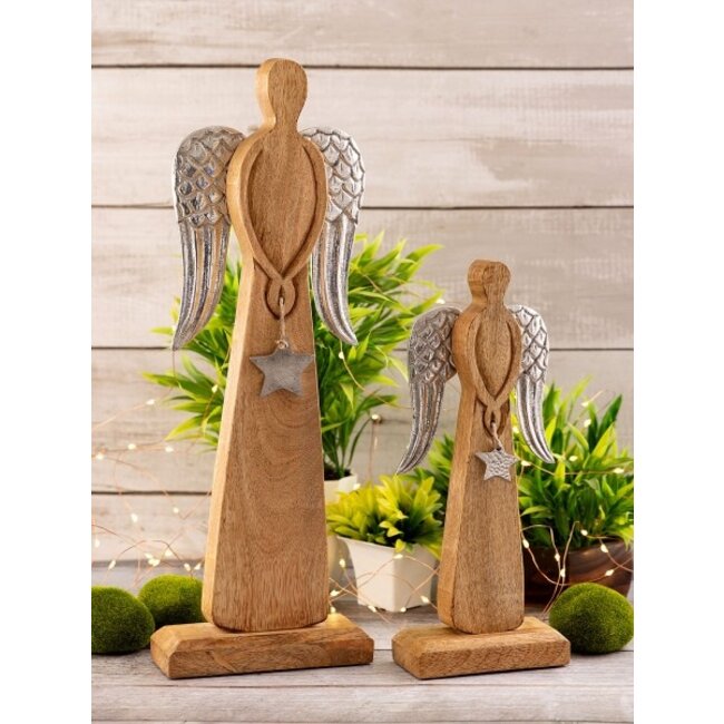 2er Set Weihnachtsdeko Figur Engel silber