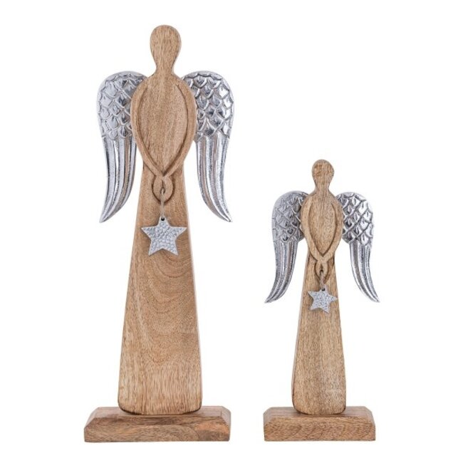 2er Set Weihnachtsdeko Figur Engel silber