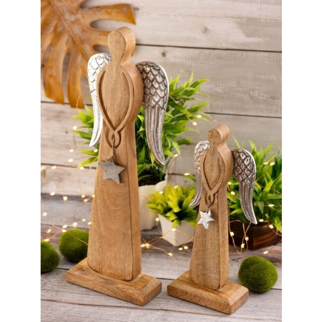 2er Set Weihnachtsdeko Figur Engel silber