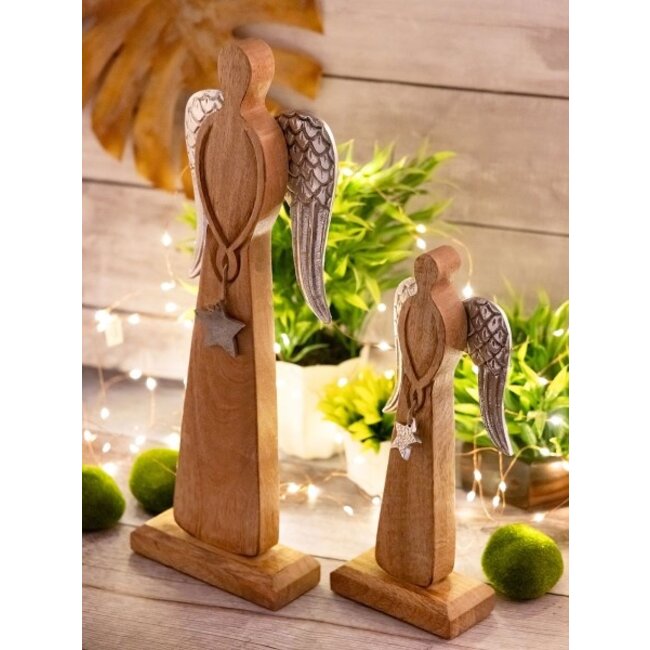 2er Set Weihnachtsdeko Figur Engel silber