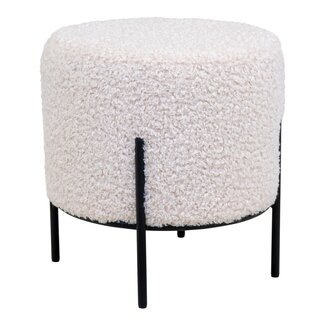 House Nordic Alford Pouf aus künstlichem Lammfell weiß, Ø35 cm