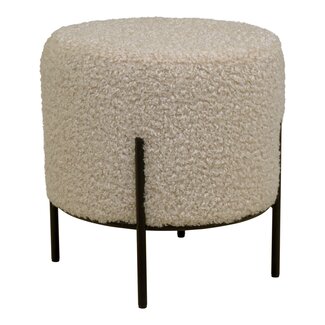 House Nordic Alford Pouf aus künstlichem Lammfell, graubraun, 35 cm