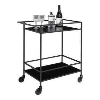 House Nordic Vita Barwagen mit 2 Ablagen, schwarz, 68 cm