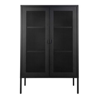 House Nordic Melbourne Vitrine, schwarzes Metall, 2 Gittertüren 80x40x120 cm