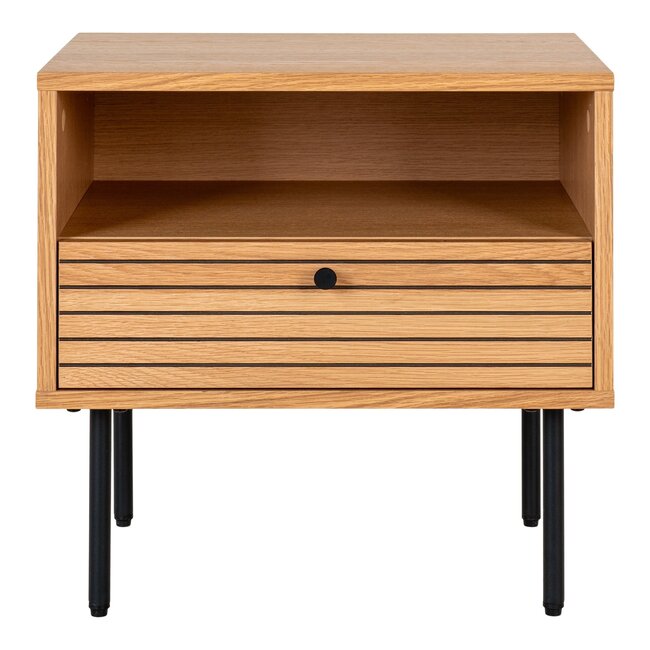 Kyoto Beistelltisch, 1 Schublade, Eichenfurnier, natur 50x40x50 cm