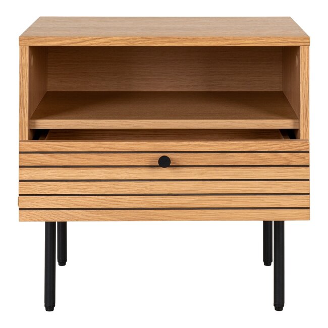 Kyoto Beistelltisch, 1 Schublade, Eichenfurnier, natur 50x40x50 cm