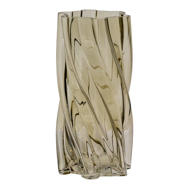 Vase - mundgeblasenes Glas, rauchgrün, ø12,5x25 cm