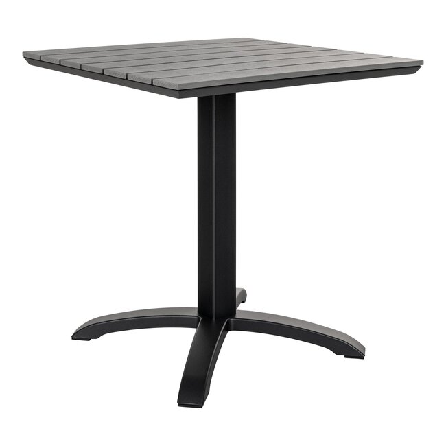 Chicago Bistrotisch, Tischplatte in grauem Nonwood, schwarze Beine 70x70x72 cm