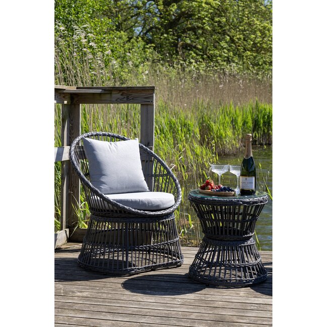Natal Lounge Set aus Rattan, grau, inkl. Kissen