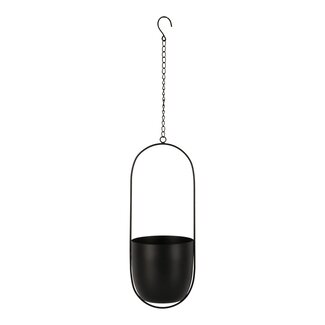 House Nordic Celle Hängeblumentopf Metall, schwarz, 15,5x14,5x37,5 cm