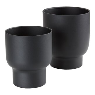 House Nordic 2er-Set Fulda Blumentöpfe Metall, schwarz