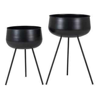 House Nordic 2er-Set Ardola Blumentöpfe, Stahl, schwarz