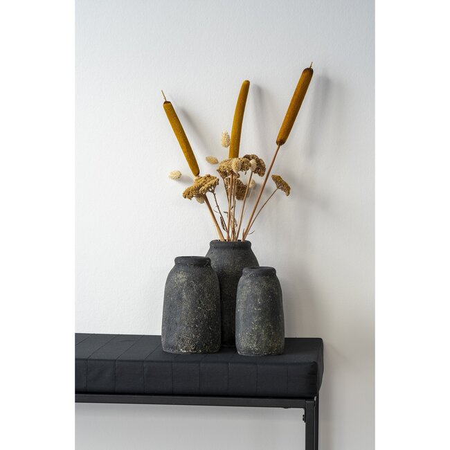 3er-Set Velas Dekovasen in Terrakotta, Antik-Dunkelgrau