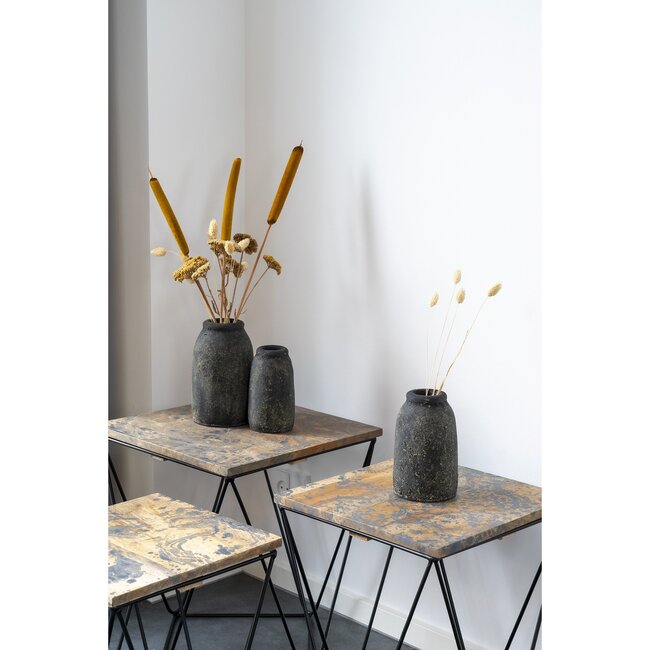 3er-Set Velas Dekovasen in Terrakotta, Antik-Dunkelgrau