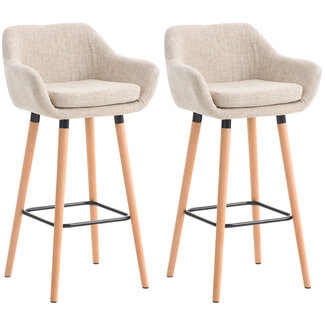 CLP 2er Set Barhocker Grant Stoff creme