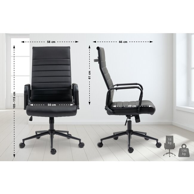 Bürostuhl Kolumbus Kunstleder schwarz