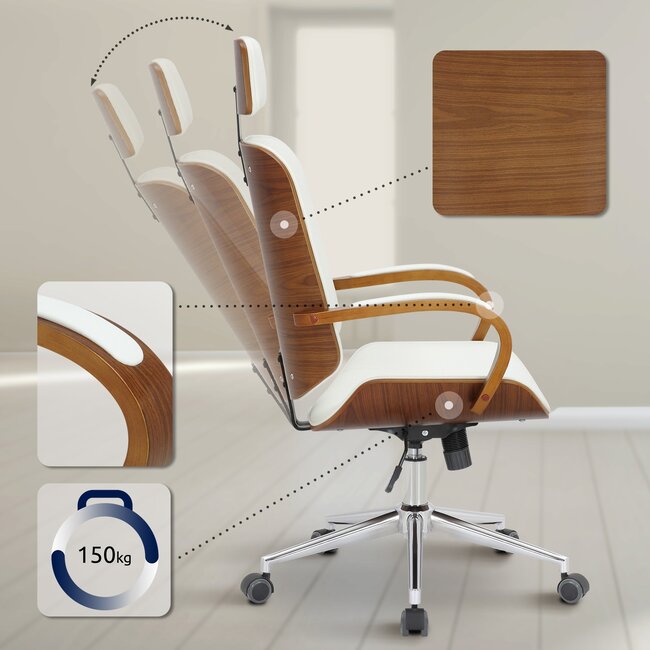 Bürostuhl Dayton Weiß/Braun