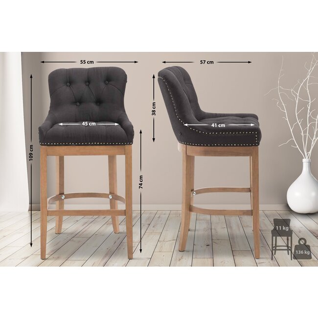 Barhocker Lakewood Stoff Schwarz