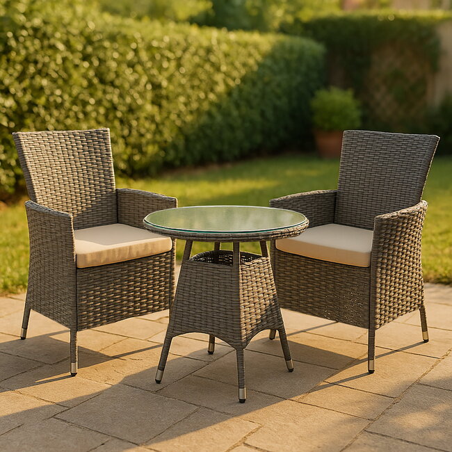 3er Set Sitzgruppe Hillra grau oder Dunkelbraun