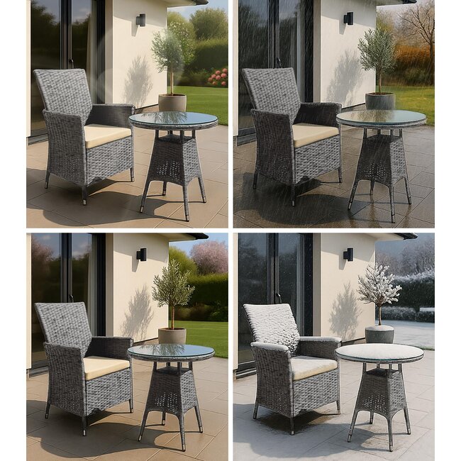 3er Set Sitzgruppe Hillra grau oder Dunkelbraun