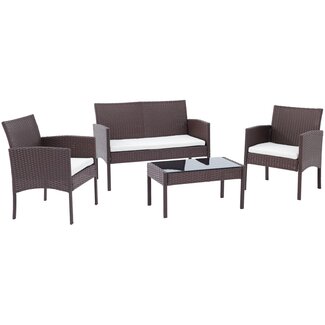 CLP 4-teilige Gartenmöbel-Set aus wetterfestem PE-Rattan