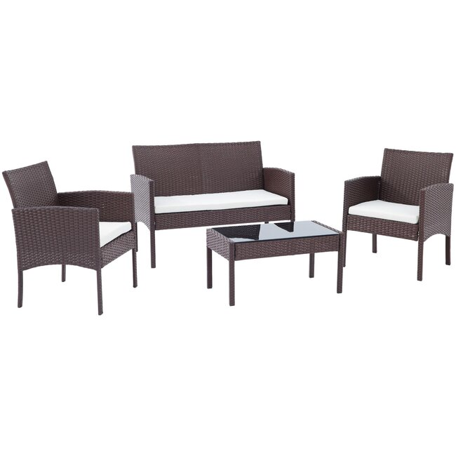 4-teilige Gartenmöbel-Set aus wetterfestem PE-Rattan