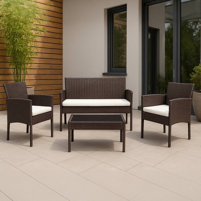 4-teilige Gartenmöbel-Set aus wetterfestem PE-Rattan